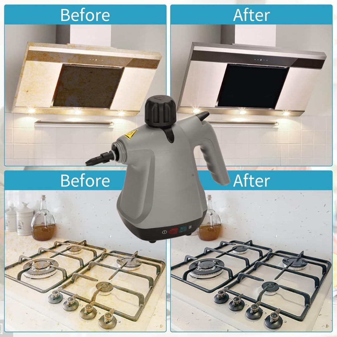 STARQ - 15 in1 Handheld Steam Cleaner for Home, Car, Furniture Cleaning Machine for Stubborn Stains On Kitchen, Bathroom, Car Floor, Curtains, Mattresses, and Kitchen Surfaces (Grey)