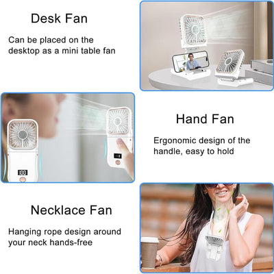 STARQ Portable Mini Handheld Fan with 3000mAh Rechargeable Battery, Foldable Personal Cooling Fan for Travel, Office & Outdoor Use FC3 (Colour As Per Availablity)