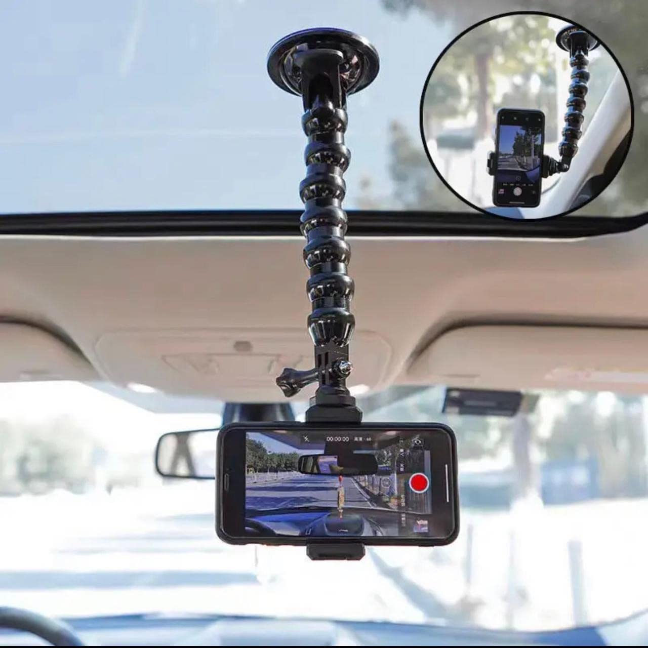 STARQ Gooseneck Suction Cup Car Cell Phone Holder Car Mount Compatible with All 4.0-7.0 inch Phones and Most Action Cameras