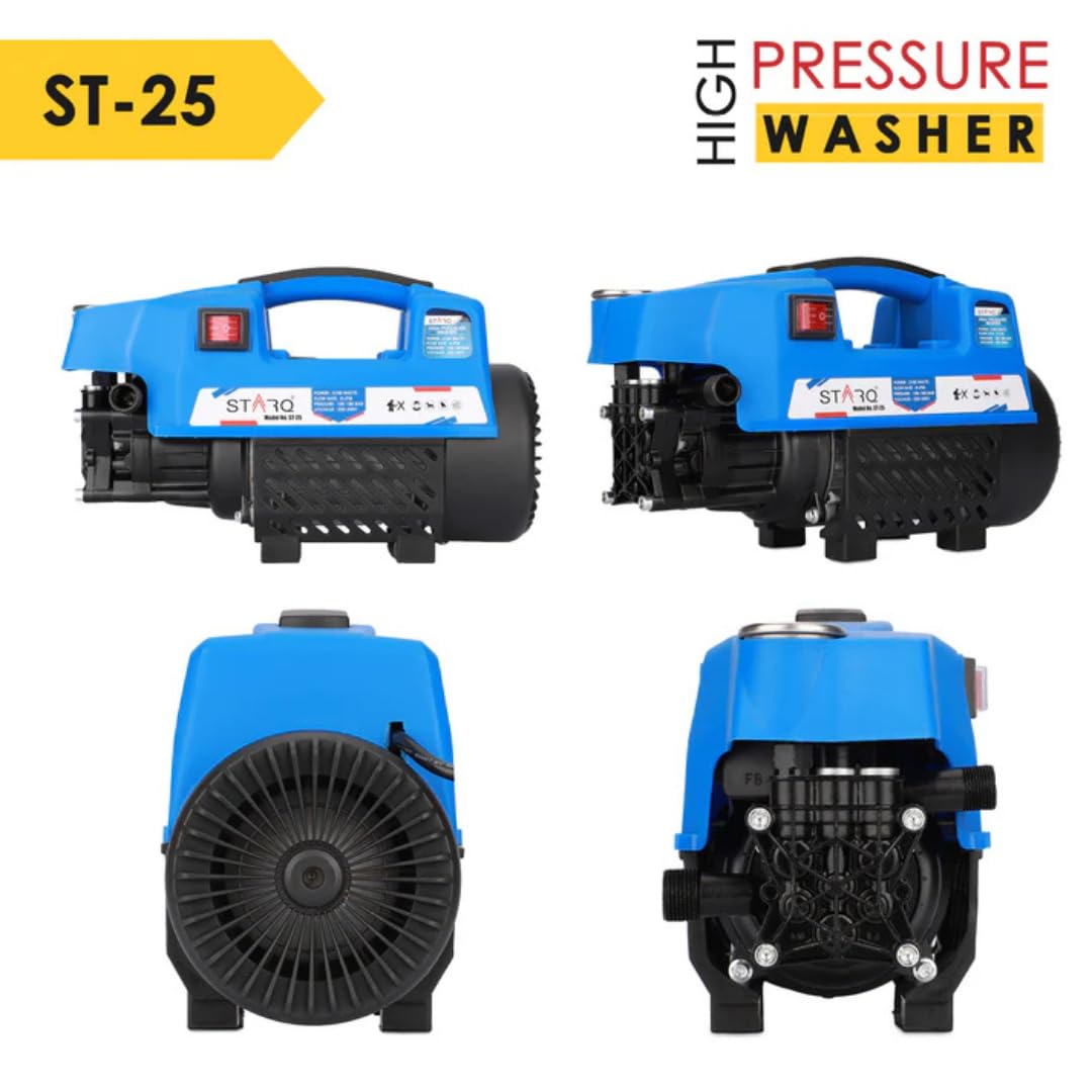 Starq ST25 High Pressure Washer, Car Washer, 2100 Watts Motor, 150 Bars, 8L/Min Flow Rate, 8 Meters Outlet Hose, Portable, Car, Bike & Home Cleaning
