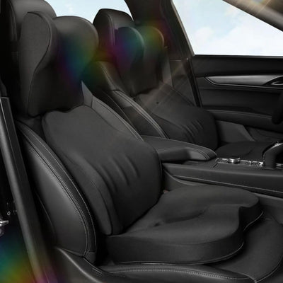 STARQ Premium Car Seat Cushions Combo Seat Back Support, Neck Rest Pillow, Seat Cushion for Driving Seat Memory Foam, Cotton Cover Ergonomic Car Cushions Pillows