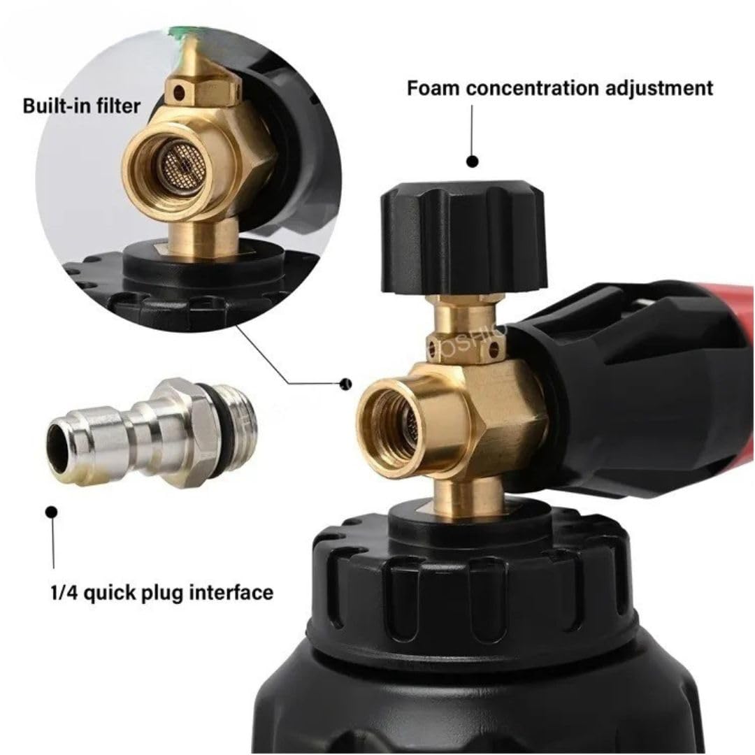 STARQ 1 Ltr New Blaster Pro Snow Foam Lance with Unique Side Fill 1/4" Quick Connector for Pressure Washer (Matte Black)