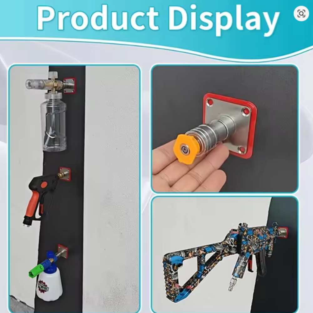 STARQ Pressure Washer Foam Cannon Holder, 1/4" Quick Connect Automatic Mount, Stainless Steel Nozzle Tip Organizer, Pressure Washer Accessory Storage Rack