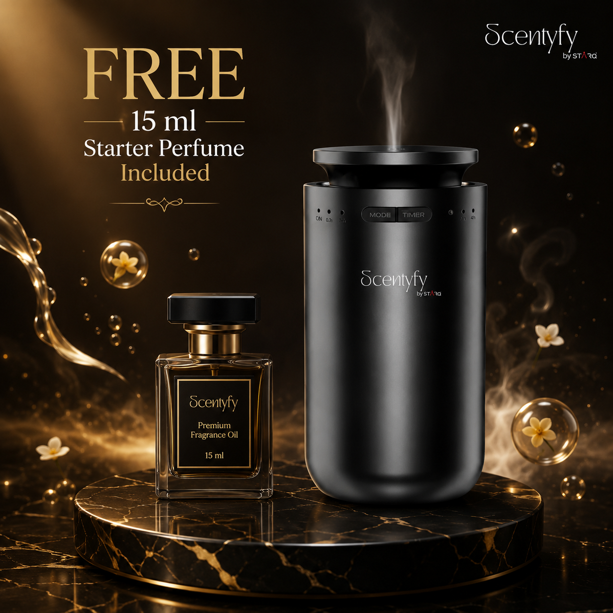 STARQ Pulse Smart Air Scent Diffuser Waterless Aroma Machine with Cold Atomization Ultra Quiet No Heat Technology for Office Home Gym & Hotel Includes Complimentary 15ml Starter Pack Perfumes