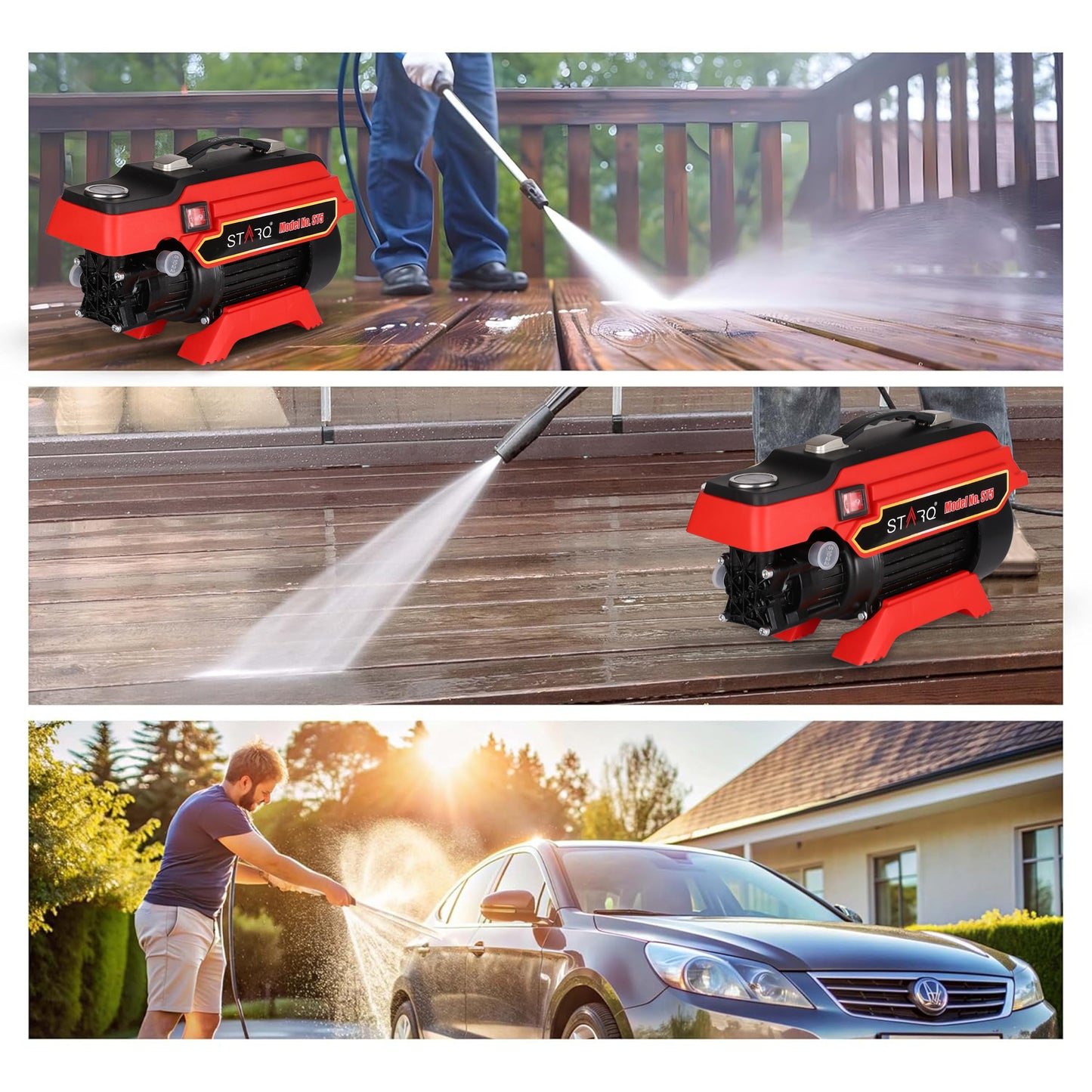STARQ ST5 | 250 Bar 2500W | Heavy Duty High Pressure Washer for Car, Bike, Home | 1Ltr Professional Snow Foam Lance | Red