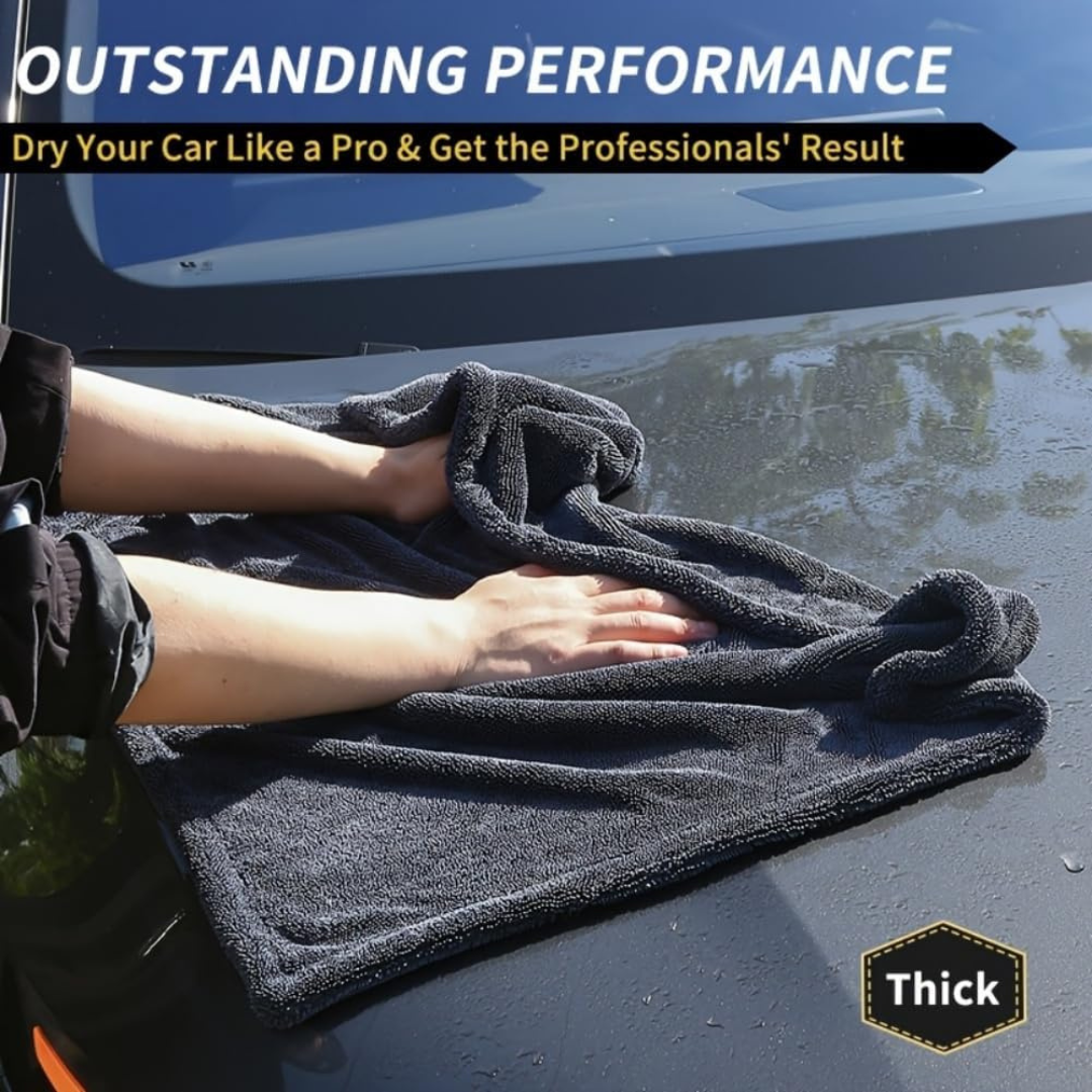 STARQ 1200 GSM Microfiber Car Cloth 40x60 cm Twisted Loop Super Absorbent Drying Towel Edgeless Lint-Free Scratch-Free Plush Cloth for Car Detailing Grey