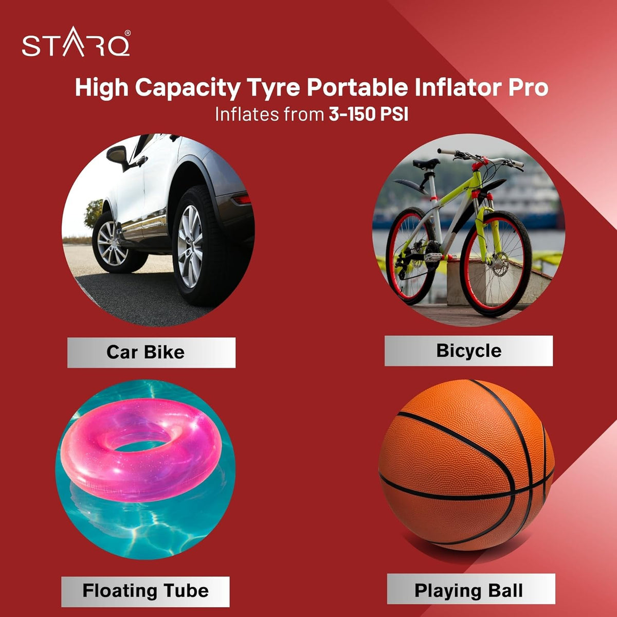 Inflate Inator STARQ Inflate Pro Portable/Cordless Tyre Inflator/Air Compressor with ...