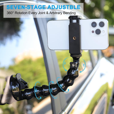 STARQ Gooseneck Suction Cup Car Cell Phone Holder Car Mount Compatible with All 4.0-7.0 inch Phones and Most Action Cameras
