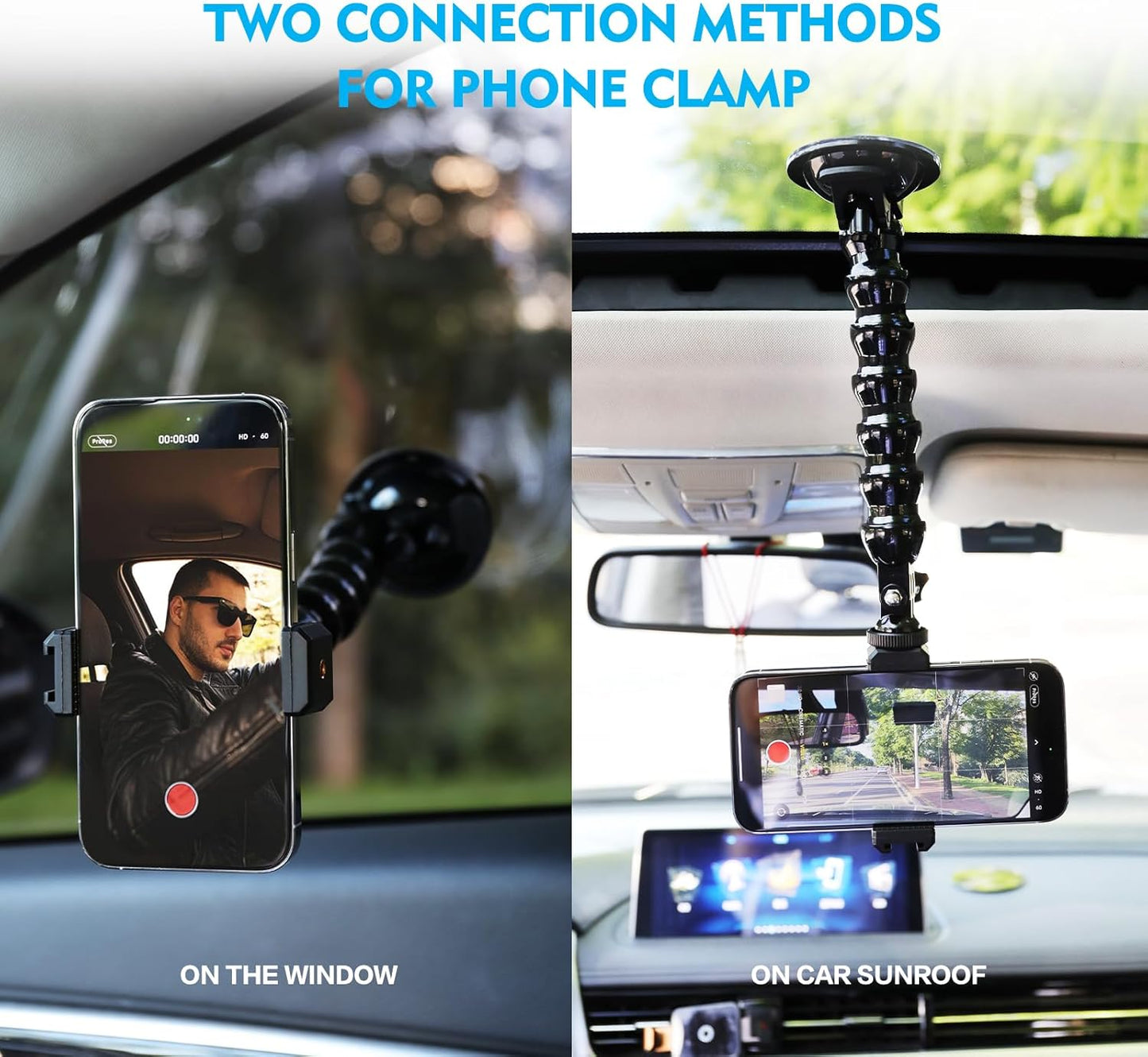 STARQ Gooseneck Suction Cup Car Cell Phone Holder Car Mount Compatible with All 4.0-7.0 inch Phones and Most Action Cameras