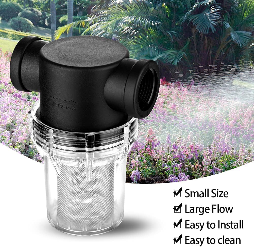 STARQ - T Strainer 1/2" Sediment Filter Attachment Water Filter with 40Mesh Filter Screen Plastic Inline Hose Filter Twist-On Pipe Strainer, Garden Hose