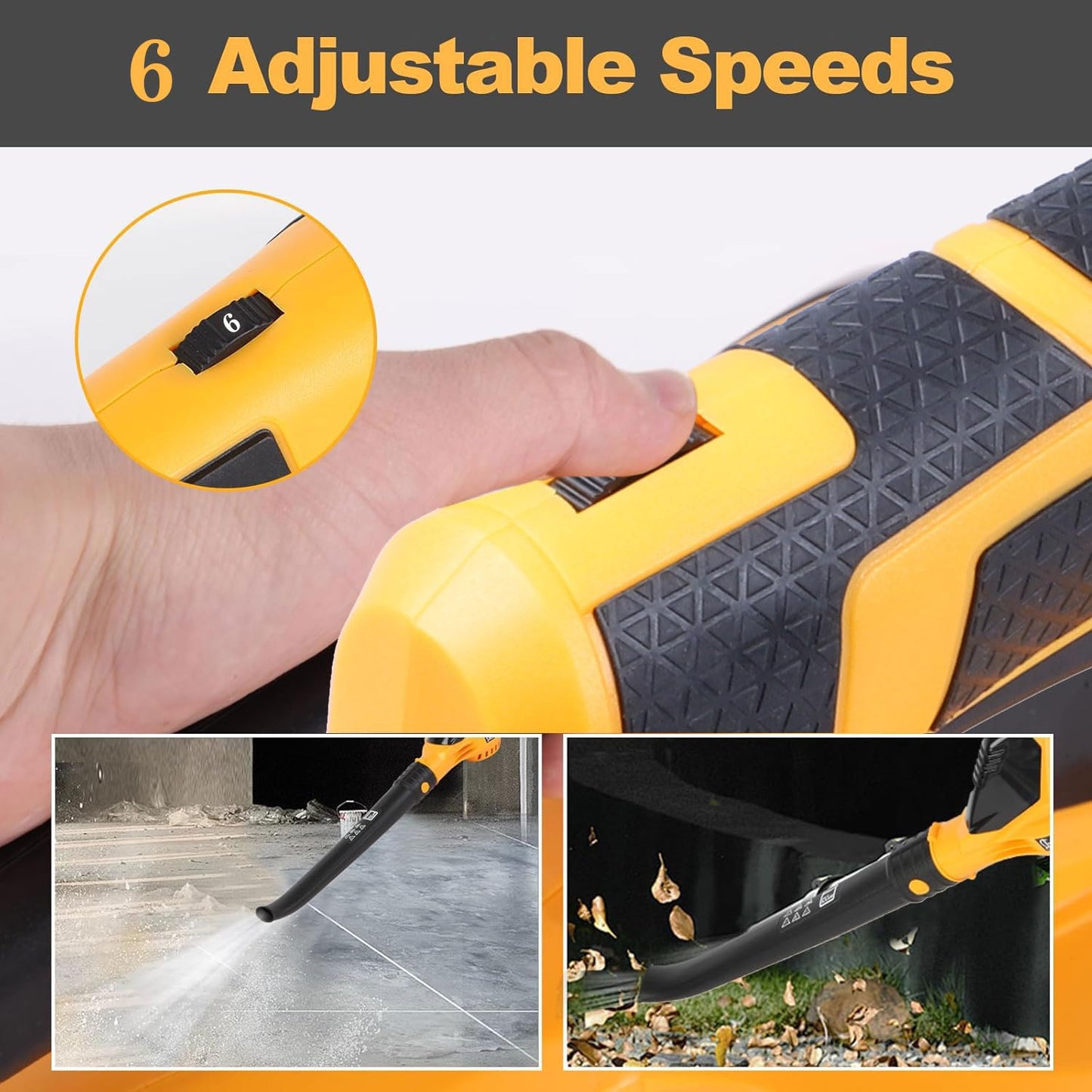 STARQ 1200W Cordless Long Leaf Blower- 21V 4.5Ah Powerful 115M/S Electric Powered Handheld Variable-Speed Yard Blower for Lawn Care, Snow Blowing, Dust Cleaning