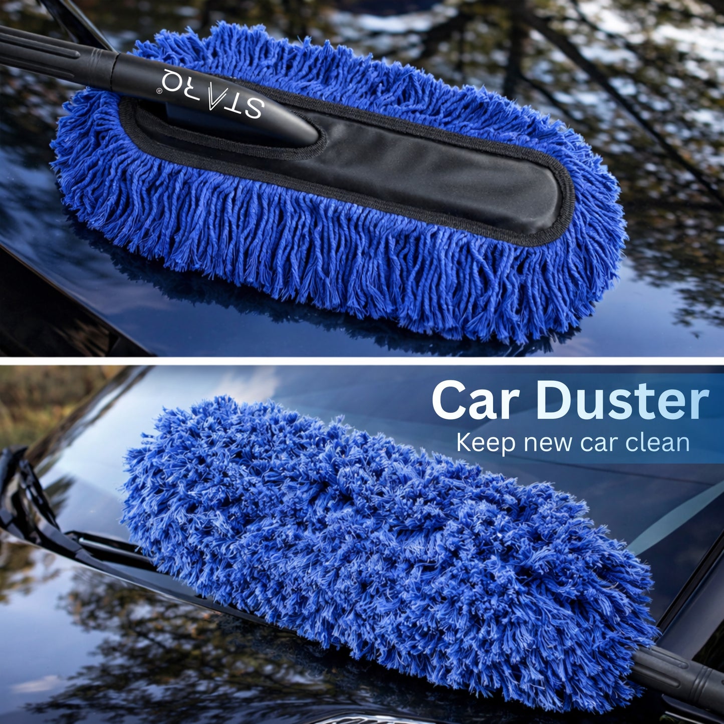 Starq Dust Master Lint-Free Car Duster with Protective Cover, Scratch-Free Long Handle Cleaning Brush for Car Interior & Exterior, Dashboard, Glass, Seats & Body (Pack of 1)