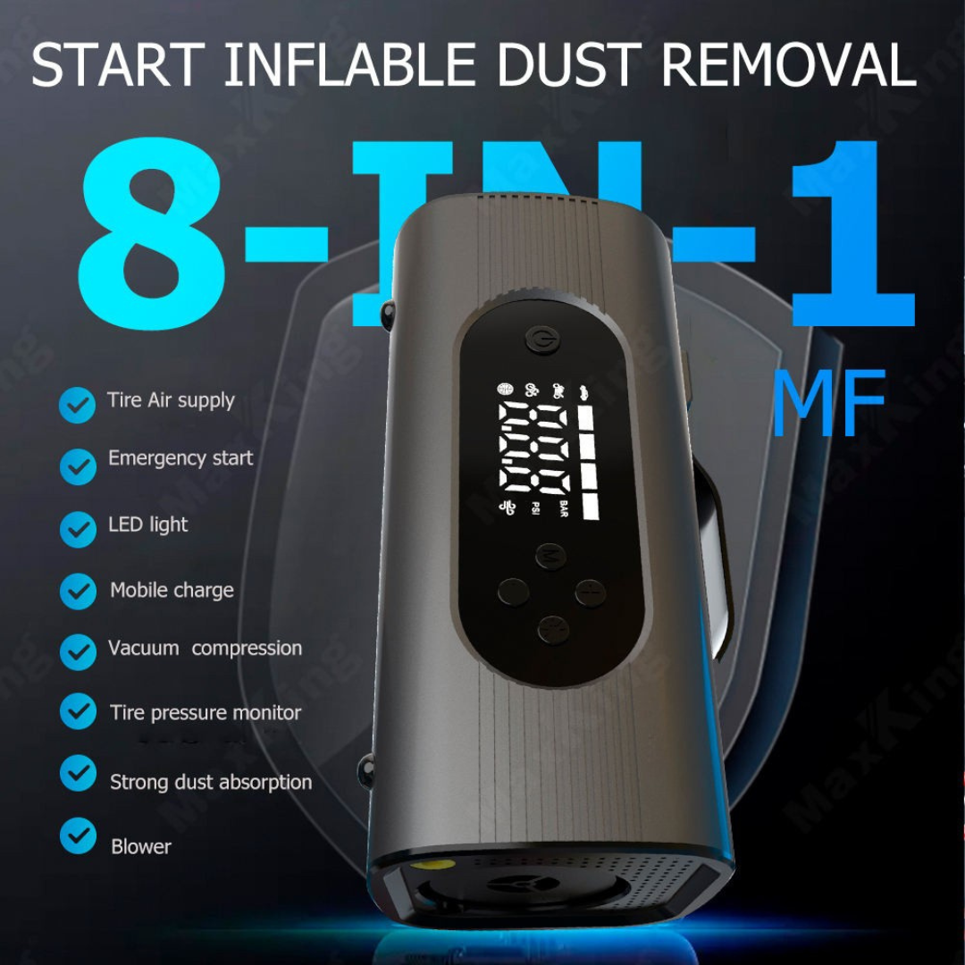 STARQ 8-in-1 Portable Jump Starter with Air Compressor, 18000mAh Battery, 2500A Peak Current, 150PSI Tyre Inflator, LED Emergency Light for Car, Bike & SUV