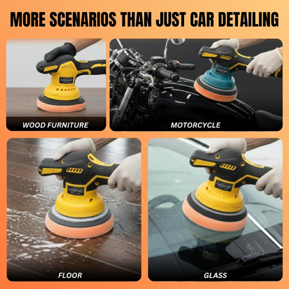 STARQ Cordless Polishing Machine for Car , 12V Cordless, 8 Speed Setting, Variable Speed Control, 2800-5800 RPM, 3500mAh Rechargeable 2 Batteries, Car Polish Machine