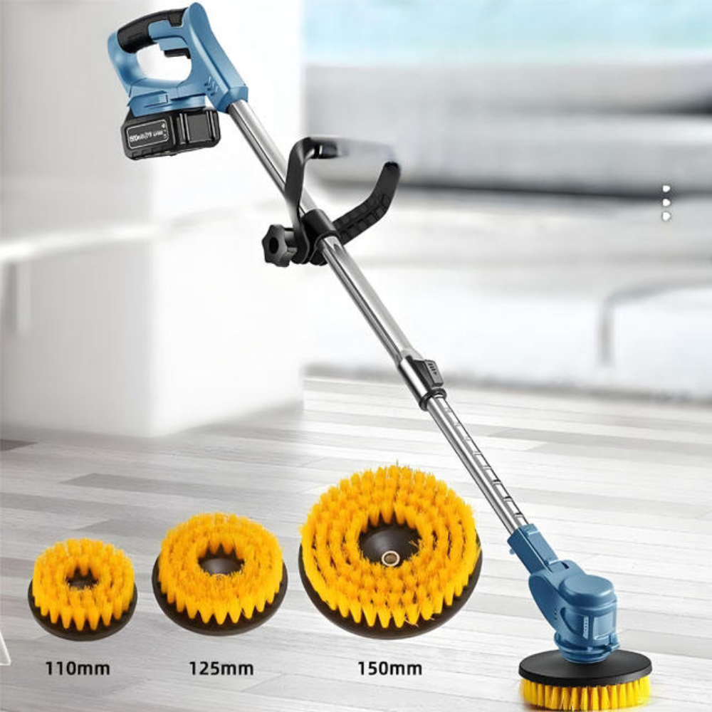 STARQ Cordless Electric Power Scrubber with Long Handle, 3 Replaceable Brush Heads, Adjustable Extension Rod, Rechargeable Cleaning Brush for Floor, Tile, Bathroom, Car & Home