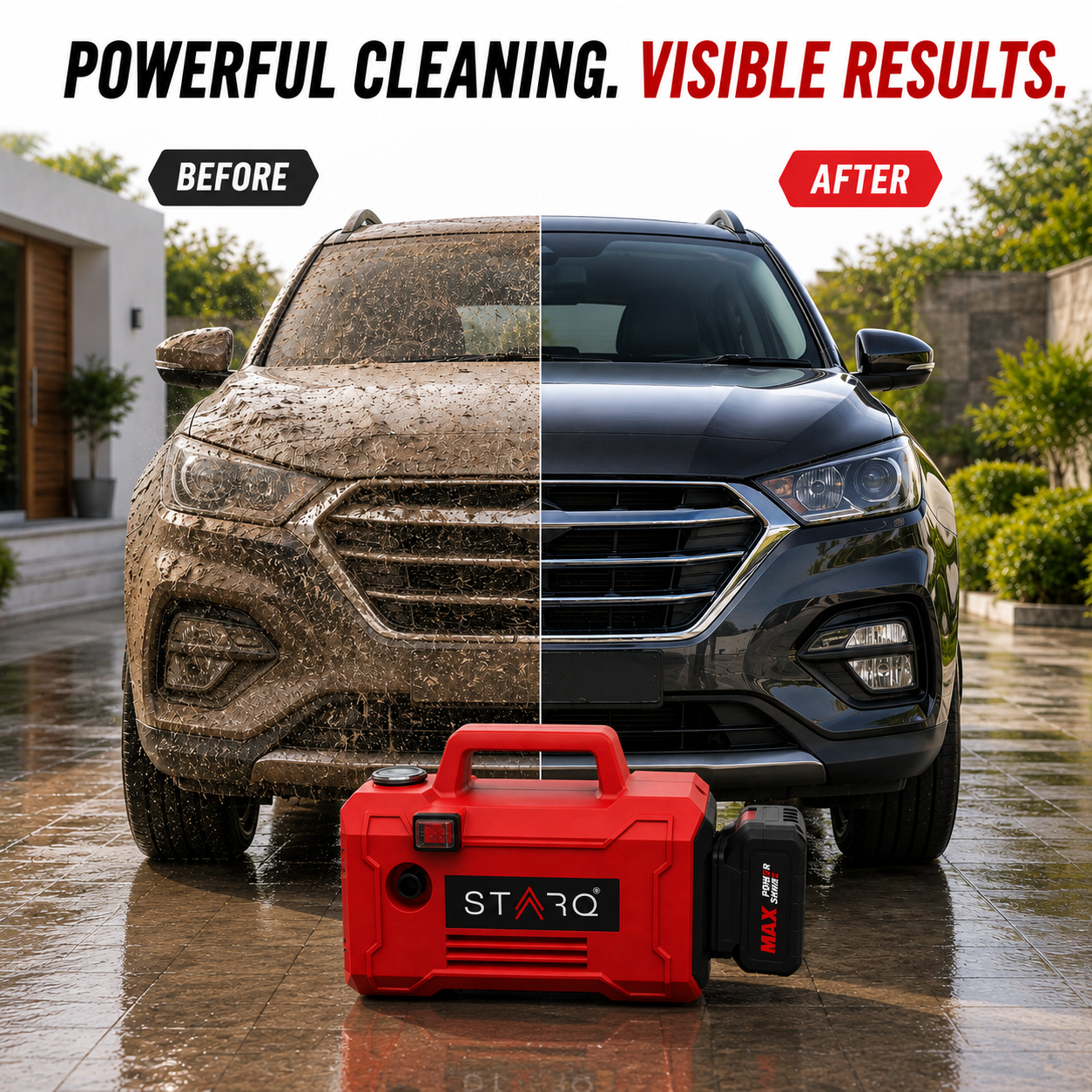 STARQ TurboElite 48V Cordless High Pressure Washer, 1200 Watts, 120 Bar, 8 LPM, with 5000mAh Batteries, 8 Meter Hose Portable Car, Bike, and Home Cleaning (Single Battery Included)