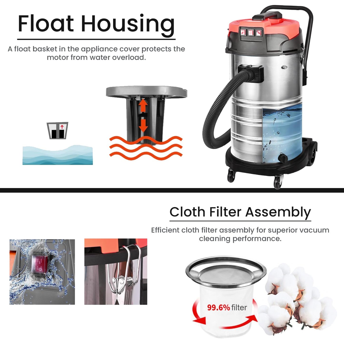 STARQ Wet & Dry 4200W 220V With 3Motors Multipurpose Vacuum Cleaner with Power Suction & Blower  for Home Office and Industrial Use (80L, 1PC)