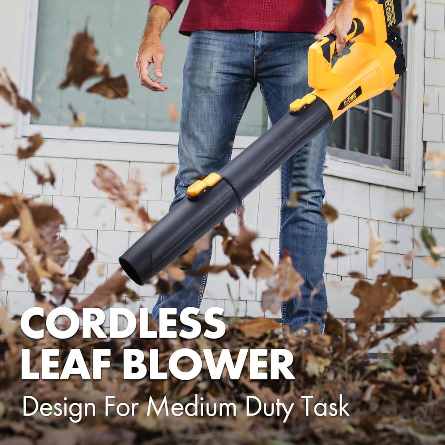 STARQ 1200W Cordless Long Leaf Blower- 21V 4.5Ah Powerful 115M/S Electric Powered Handheld Variable-Speed Yard Blower for Lawn Care, Snow Blowing, Dust Cleaning