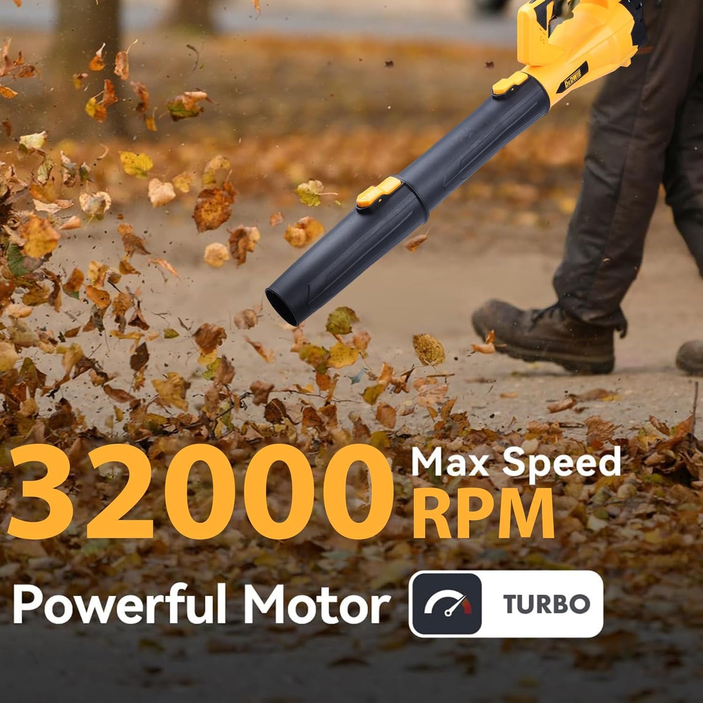 STARQ 1200W Cordless Long Leaf Blower- 21V 4.5Ah Powerful 115M/S Electric Powered Handheld Variable-Speed Yard Blower for Lawn Care, Snow Blowing, Dust Cleaning