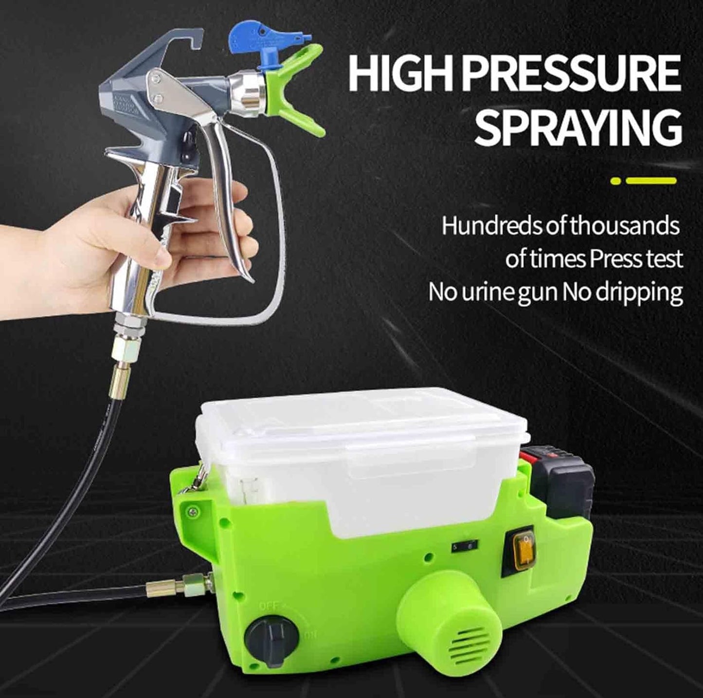 STARQ Backpack Airless Paint Sprayer, 17Mpa Airless Wall Paint Sprayer with Hose, 1.1L/Min Electric Paint Sprayer Gun, 6 Gear Speed Adjustable, for Interior Exterior Furniture/Fence,Green
