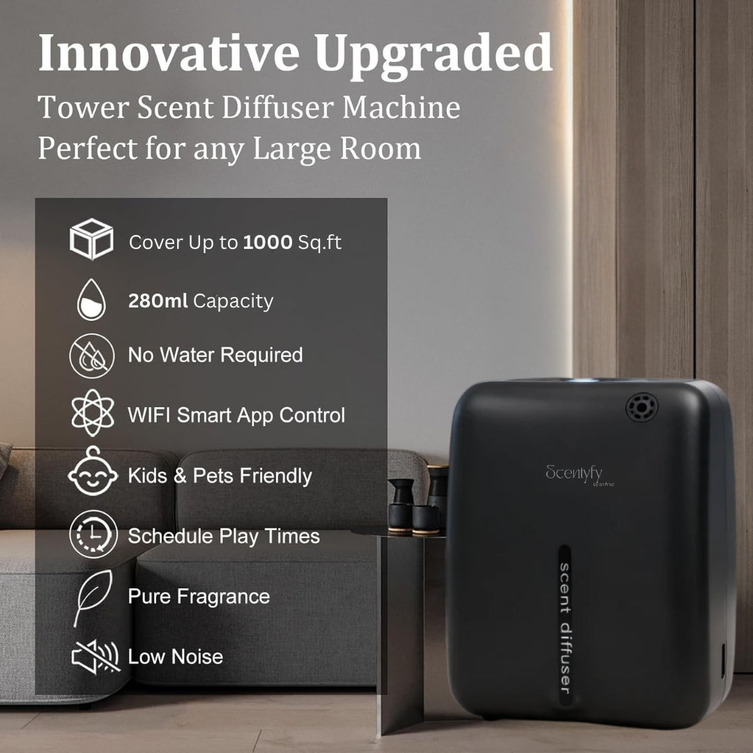 STARQ Tranquil Luxury Smart Air Scent Diffuser Waterless Aroma Machine App Control Cold Atomization Ultra Quiet No Heat Wall Mounted for Home & Office Includes Complimentary 100ml Starter Perfume