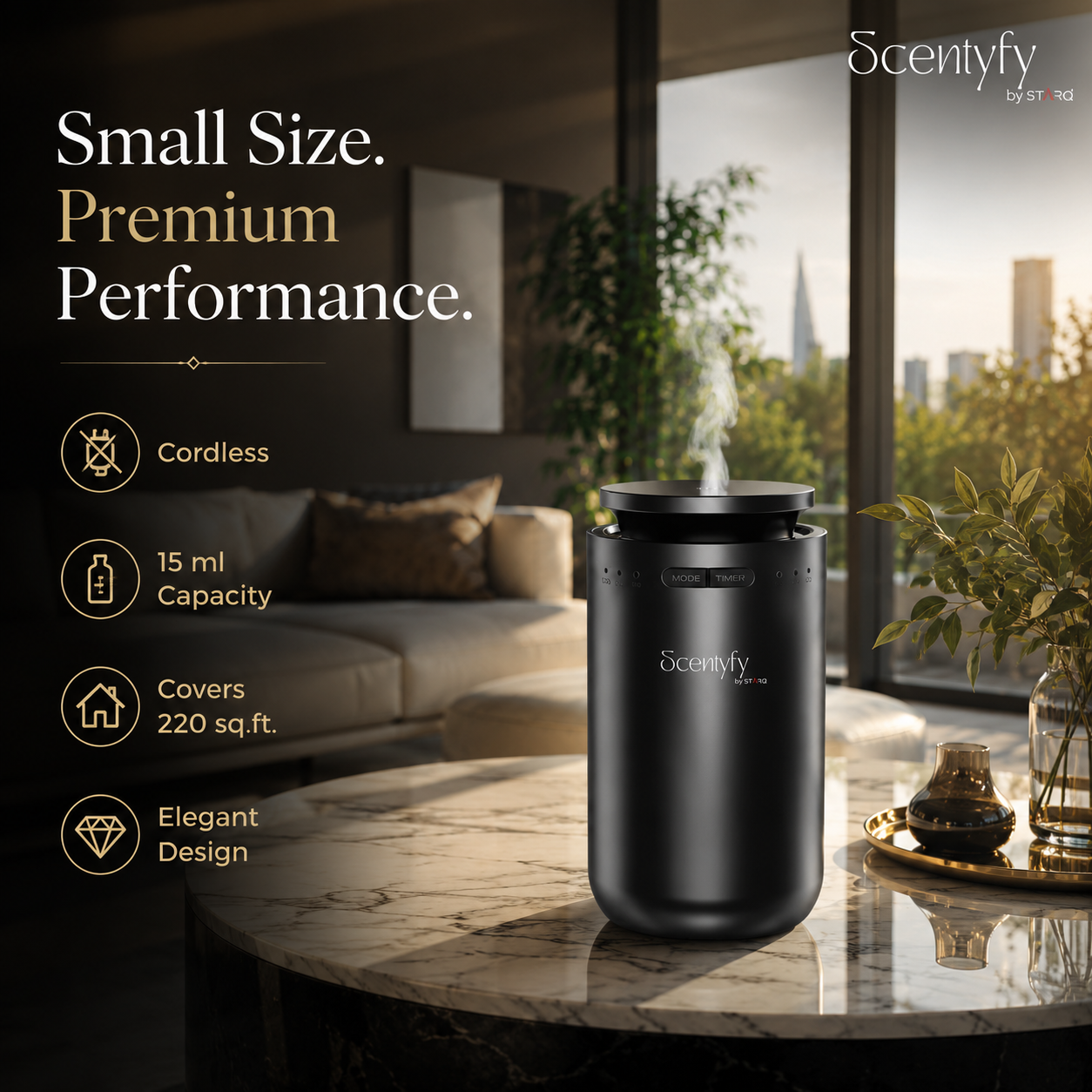 STARQ Pulse Smart Air Scent Diffuser Waterless Aroma Machine with Cold Atomization Ultra Quiet No Heat Technology for Office Home Gym & Hotel Includes Complimentary 15ml Starter Pack Perfumes