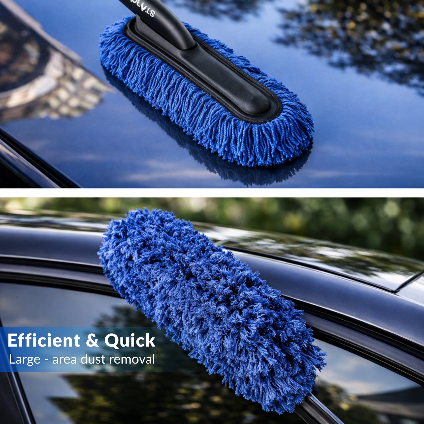 Starq Dust Master Lint-Free Car Duster with Protective Cover, Scratch-Free Long Handle Cleaning Brush for Car Interior & Exterior, Dashboard, Glass, Seats & Body (Pack of 1)