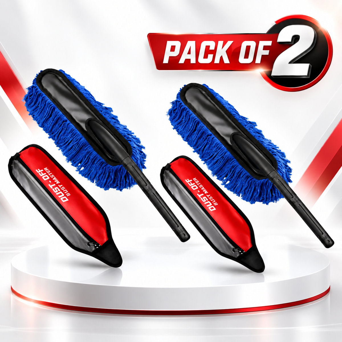 Starq Dust Master Lint-Free Car Duster with Protective Cover, Scratch-Free Long Handle Cleaning Brush for Car Interior & Exterior, Dashboard, Glass, Seats & Body (Pack of 1)