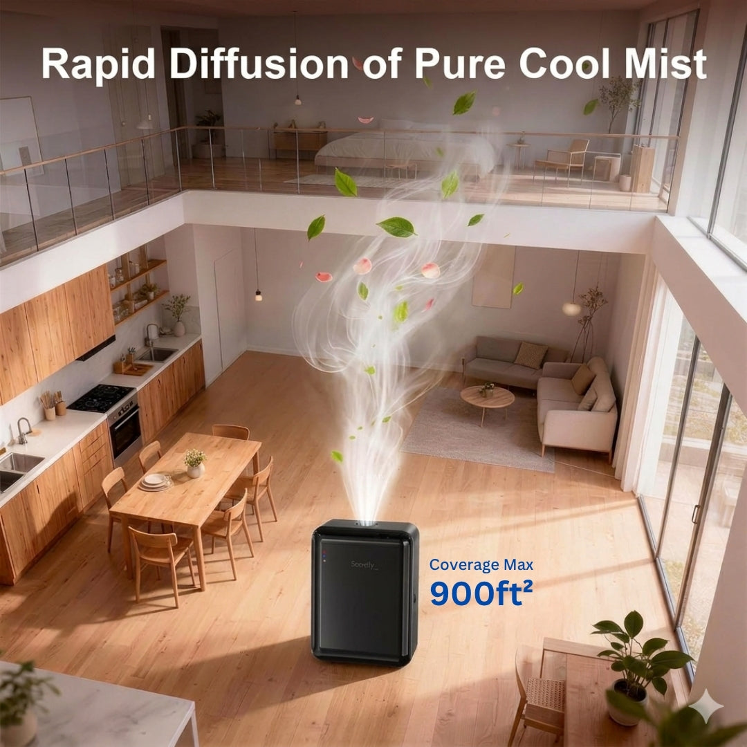 STARQ Aero Luxury Smart Air Scent Diffuser Waterless Aroma Machine App Control Cold Atomization Ultra Quiet No Heat Wall Plug for Home & Office Includes Complimentary 100ml Starter Perfume
