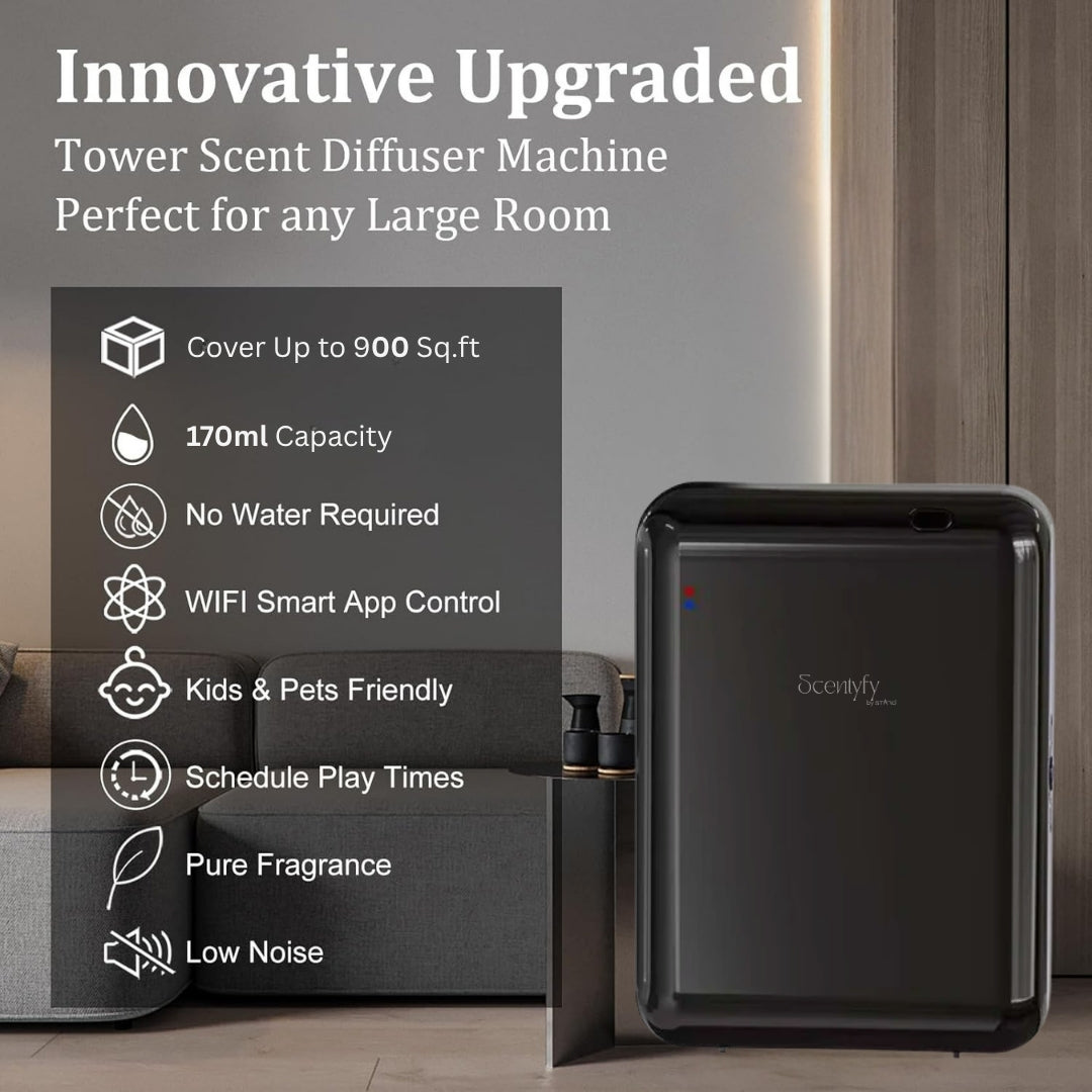 STARQ Aero Luxury Smart Air Scent Diffuser Waterless Aroma Machine App Control Cold Atomization Ultra Quiet No Heat Wall Plug for Home & Office Includes Complimentary 100ml Starter Perfume