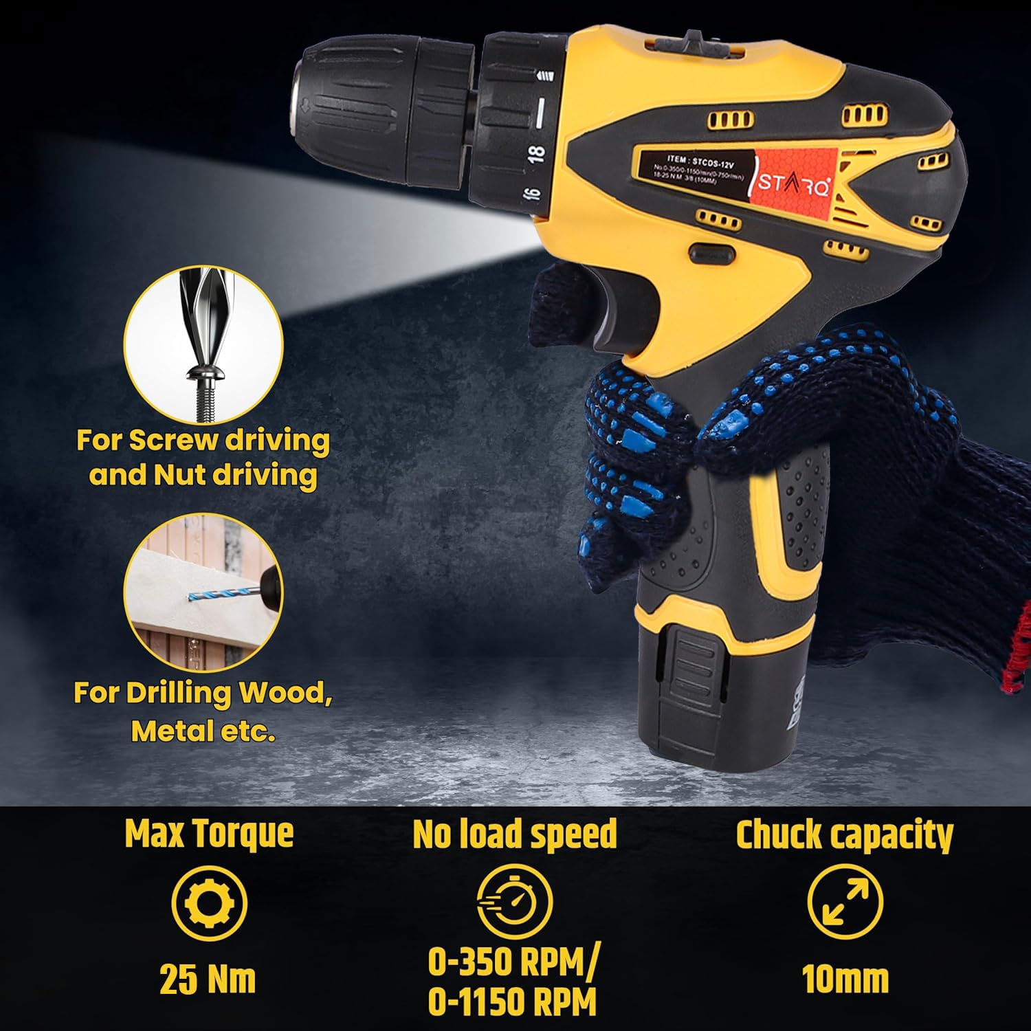 STARQ 12V Cordless Drill Machine Screwdriver Kit with bits 24pc