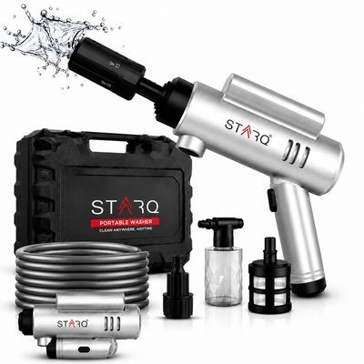 STARQ TurboFold Cordless Pressure Washer Gun 1.8 MPa Portable High Pressure Car Washer with 5 in 1 Rotating Nozzle High Speed Motor 4000mAh Type C Rechargeable Battery for Car Bike Home Cleaning