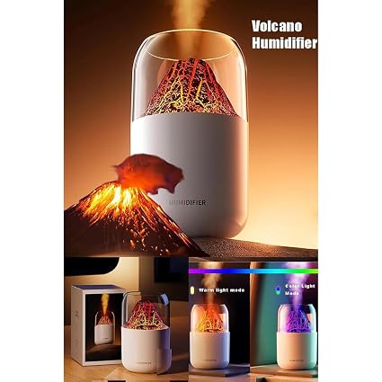 STARQ Volcano Flame Aroma Humidifier with LED Night Light, Cool Mist Diffuser, USB Powered, Portable Air Purifier for Home, Office & Bedroom, (Black)
