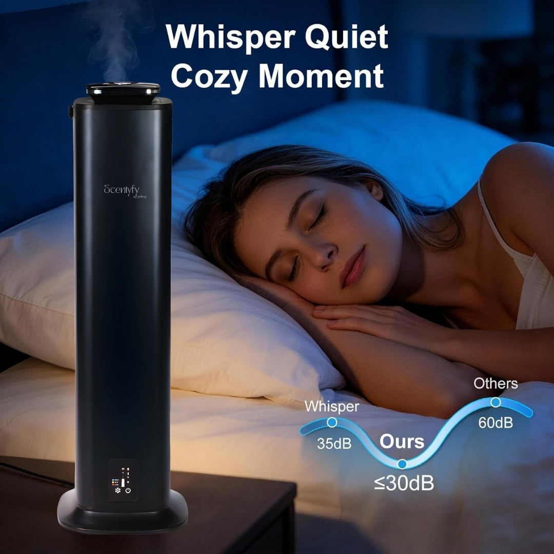 STARQ Lux Tower Luxury Smart Air Scent Diffuser Waterless Aroma Machine App Control Cold Atomization Ultra Quiet No Heat for Home & Office Includes Complimentary 300ml Starter Perfume