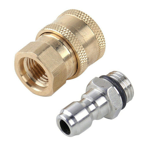 STARQ Quick Connector Coupler Set Adapter for Pressure Washer Gun 1/4 Steel and 3/4 Brass QD Quick Release Type