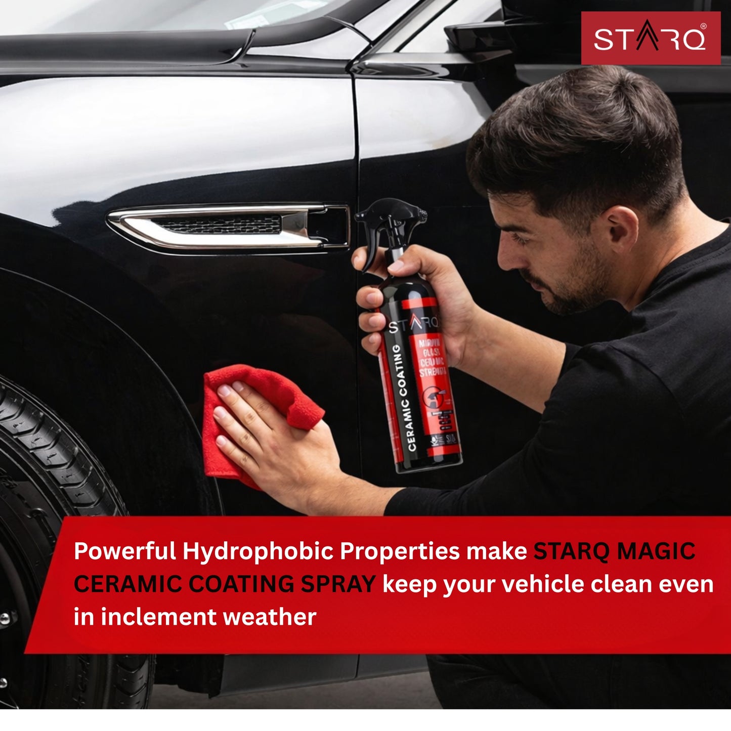 STARQ Ceramic Coating Spray 300ml – Extreme Hydrophobic Protection, High Gloss Finish, Advanced UV Protection, Easy DIY Ceramic Coating for Cars & Bikes