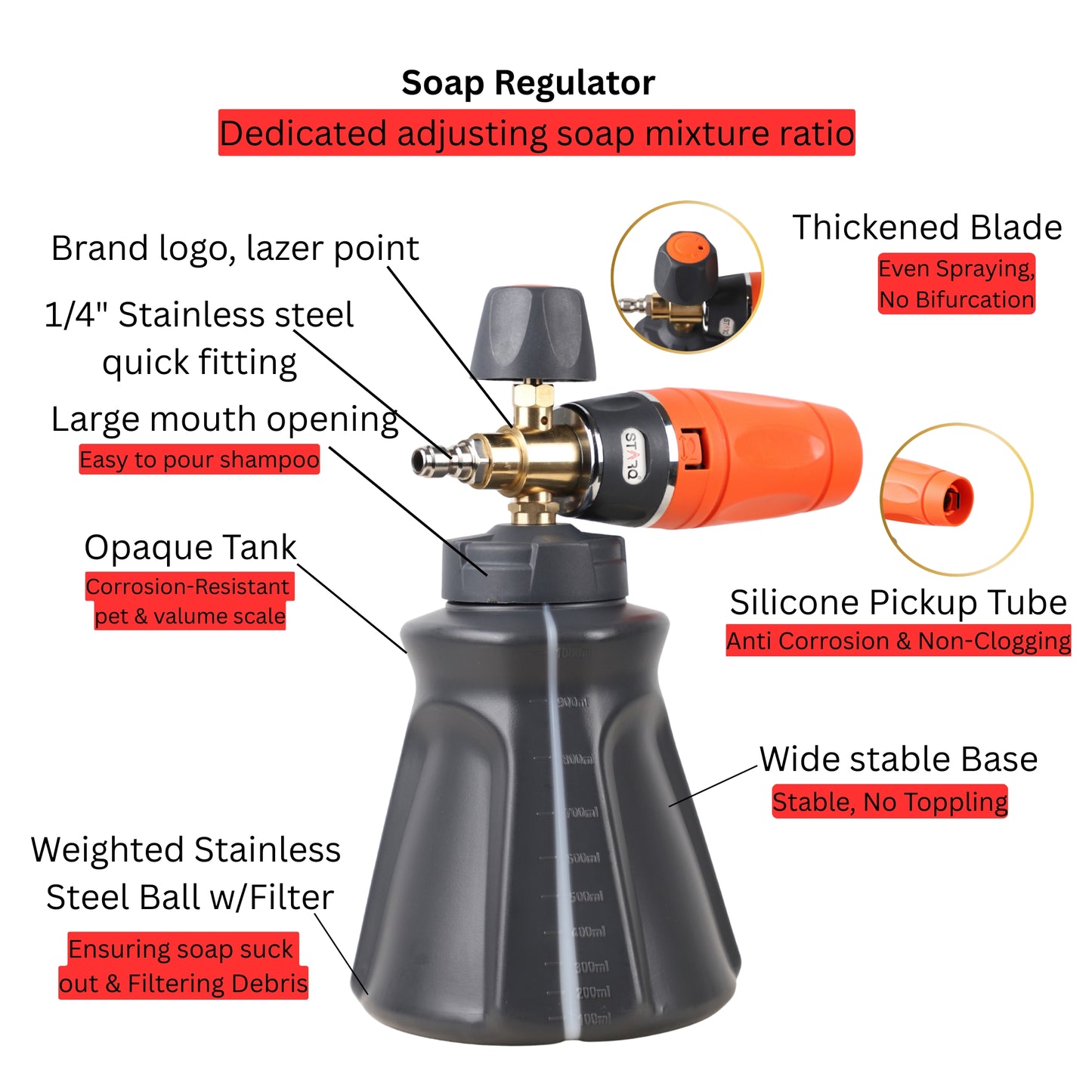 STARQ FoamMaster Heavy-Duty Foam Cannon for Pressure Washer, Pre-Installed Mesh and Orifice with Extra Set Included, Adjustable Spray Nozzle, Brass Connector, Thick Snow Foam for Car and Bike Cleaning