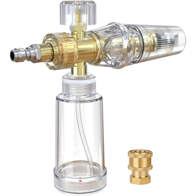 STARQ Nano Compact Size Heavy-Duty Professional Concentrate Foam Cannon Snow Lance 100 mL Bottle with 1.1mm Orifice 1/4″ Quick Connector for Pressure Washer Easy Gravity Fed Comes with Adapter