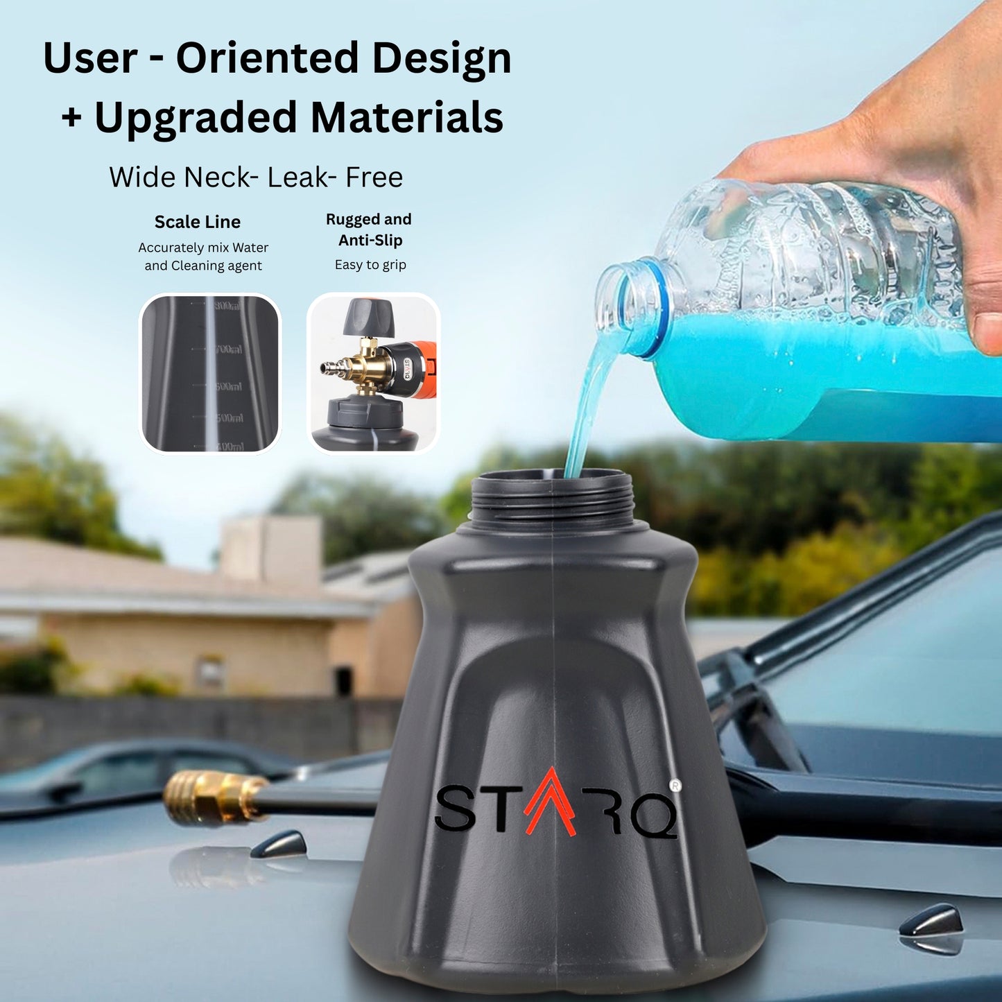 STARQ FoamMaster Heavy-Duty Foam Cannon for Pressure Washer, Pre-Installed Mesh and Orifice with Extra Set Included, Adjustable Spray Nozzle, Brass Connector, Thick Snow Foam for Car and Bike Cleaning
