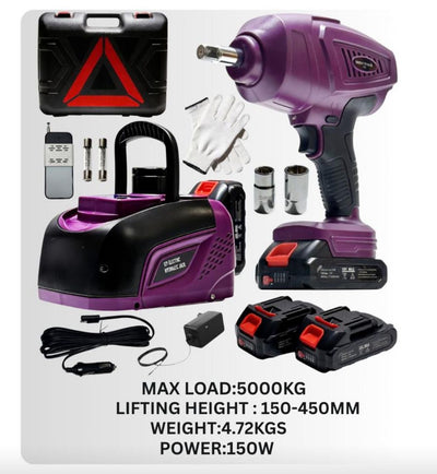 Starq Electric Hydraulic Car Jack Kit with Impact Wrench and Tire Inflator Pump, 5 Ton 12V Hydraulic Jack for SUV Sedans Tire Change with LED Light