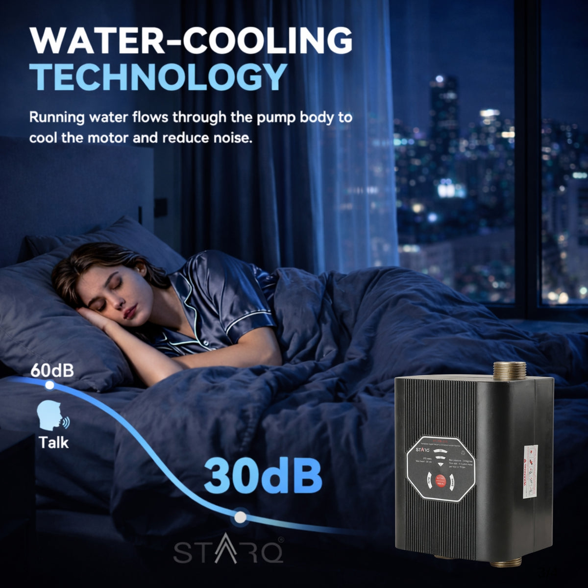 STARQ STPM-375 Inline Automatic Water Pressure Booster & Circulation P ...