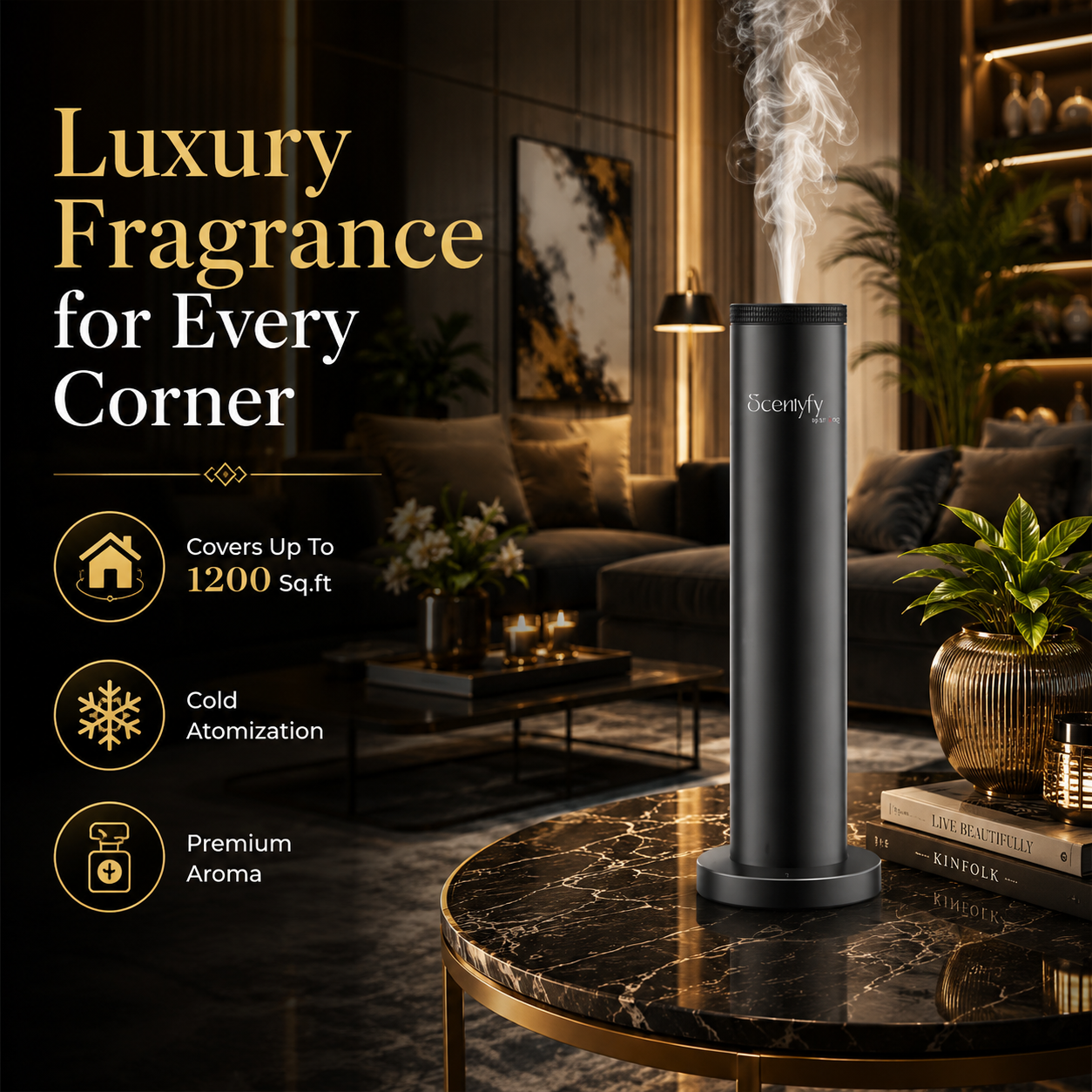 STARQ Halo 2.0 Luxury Smart Air Scent Diffuser Waterless Aroma Machine Cold Atomization Ultra Quiet No Heat for Office Home Gym & Hotel Includes Complimentary 100ml Starter Pack Perfumes