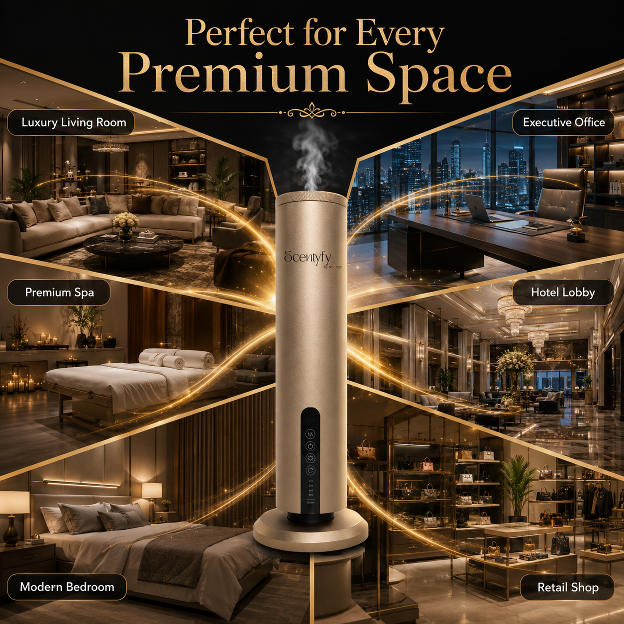 STARQ Aura Luxury Smart Air Scent Diffuser Waterless Aroma Machine Cold Atomization Ultra Quiet No Heat for Office Home Gym & Hotel Includes Complimentary 100ml Starter Pack Perfumes
