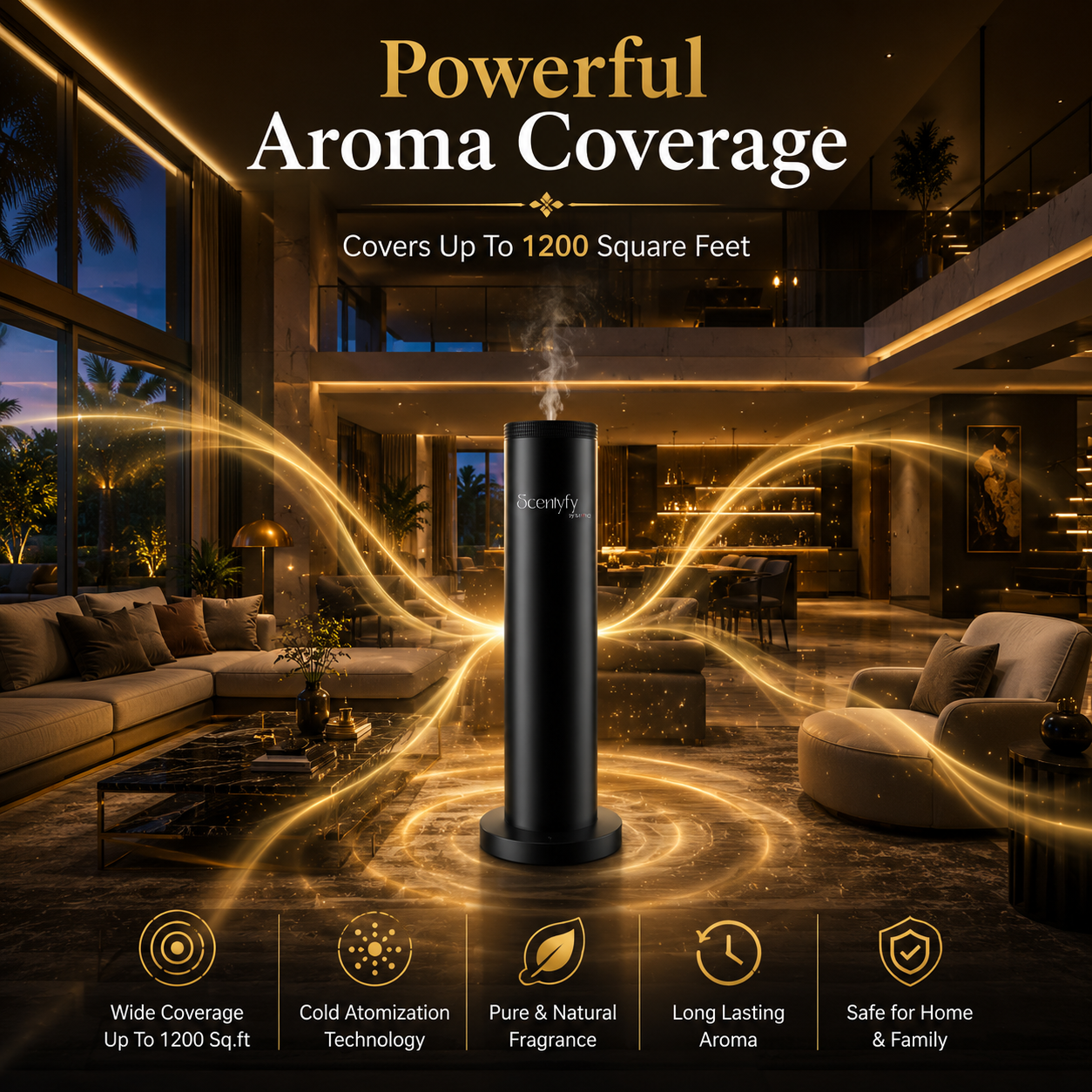 STARQ Halo 2.0 Luxury Smart Air Scent Diffuser Waterless Aroma Machine Cold Atomization Ultra Quiet No Heat for Office Home Gym & Hotel Includes Complimentary 100ml Starter Pack Perfumes