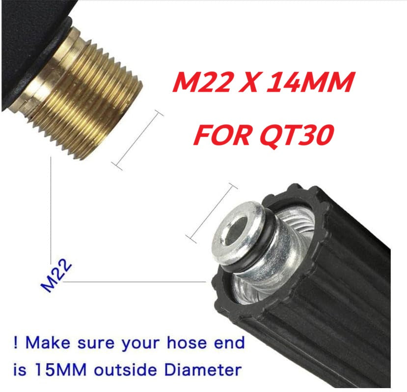 STARQ (10 Meter) Heavy Duty Black Molded Pipe Compatible With QT30 Only M22x14mm Hydraulic steel braided Hose pipe R1