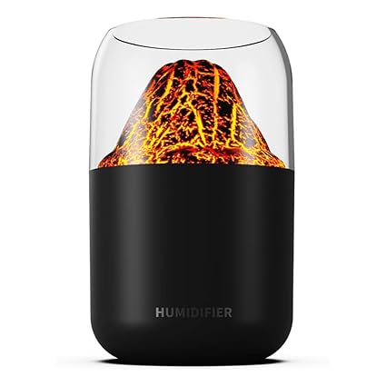 STARQ Volcano Flame Aroma Humidifier with LED Night Light, Cool Mist Diffuser, USB Powered, Portable Air Purifier for Home, Office & Bedroom, (Black)