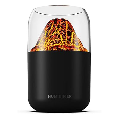 STARQ Volcano Flame Aroma Humidifier with LED Night Light, Cool Mist Diffuser, USB Powered, Portable Air Purifier for Home, Office & Bedroom, (Black)