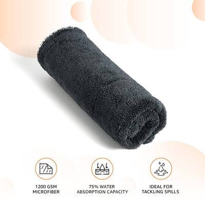 Starq Microfiber Cleaning Cloth | 1200 GSM | Ultra Soft | Super Absorbent | Reusable | Pack of 1 (Grey)- 60cm X 40cm