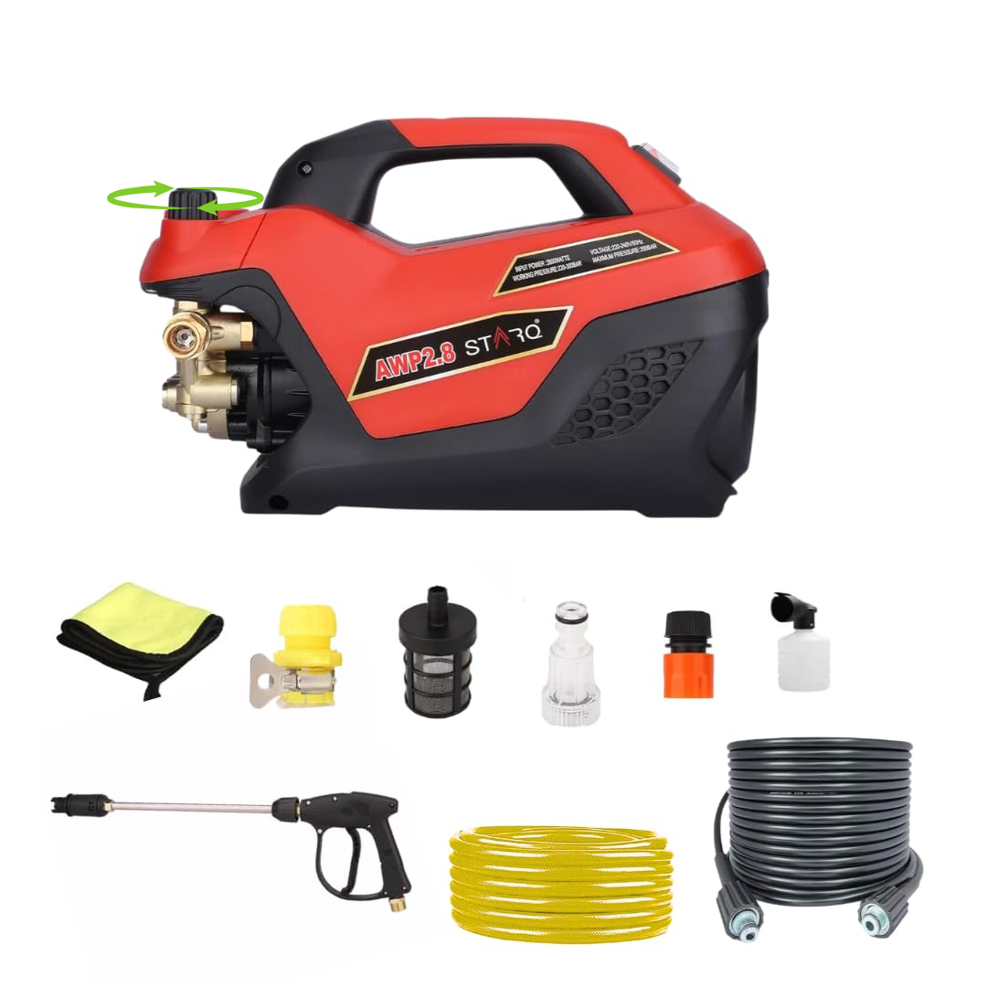 STARQ AWP 2.8 High Pressure Washer 2800W | 350 Bar | 12L/Min Flow | 8M Hose Pipe | Portable Car, Bike & Home Cleaner with Pressure Control Knob