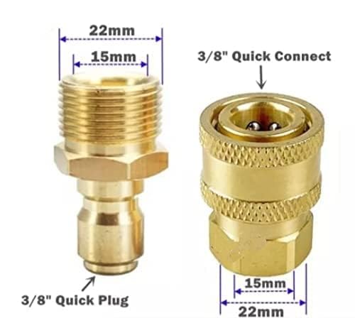 STARQ Quick Connect Adapter Fittings for Pressure Washer Hose Pipe M22 x 15 (One Male and One Female Adapter)